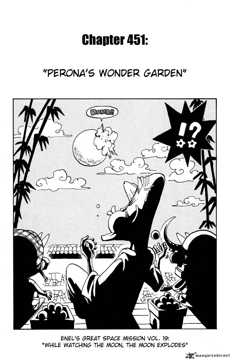 One Piece Chapter 451 page 1 - Chapter 451: Perona's Wonder Garden