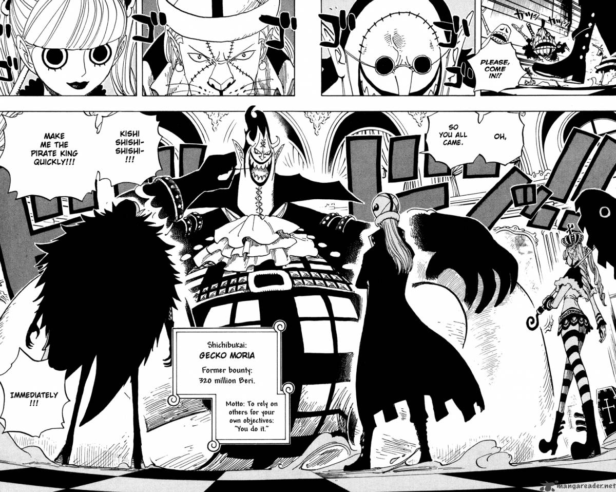One Piece Chapter 455 page 12 - Chapter 455: Gecko Moria of the Seven Warlords of the Sea