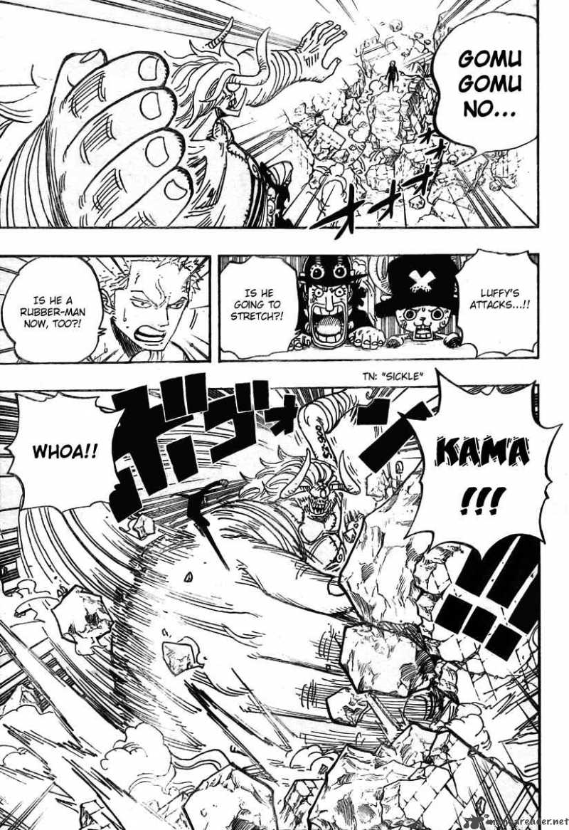 One Piece Chapter 470 page 4 - Chapter 470: Oars vs. Straw Hat Pirates