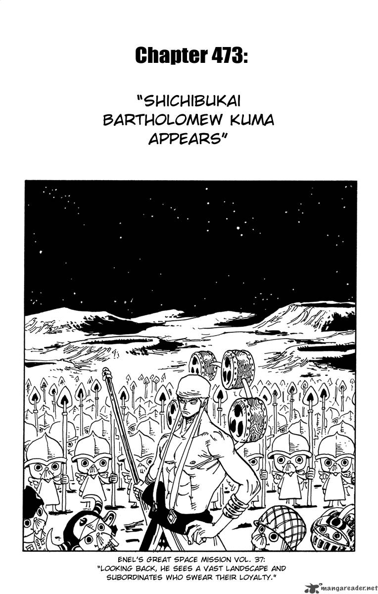 One Piece Chapter 473 page 1 - Chapter 473: Warlord Bartholomew Kuma Appears