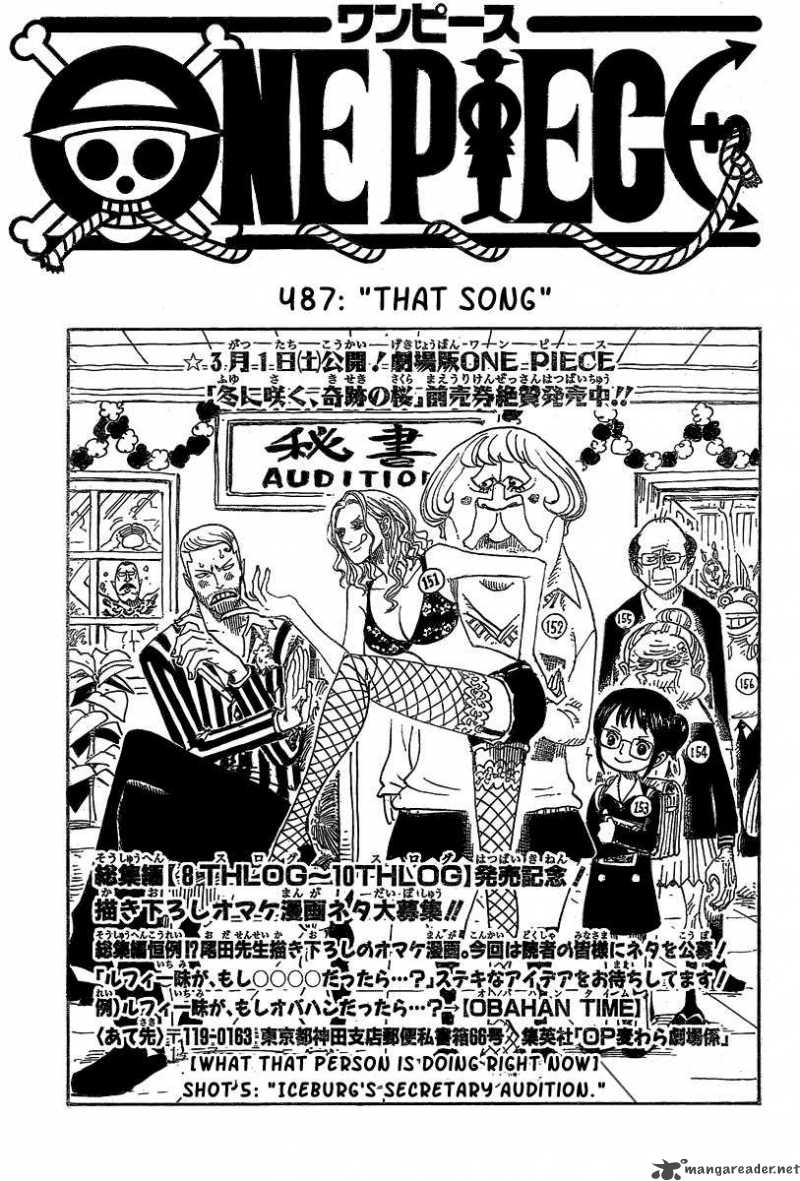 One Piece Chapter 487 page 1 - Chapter 487: That Song