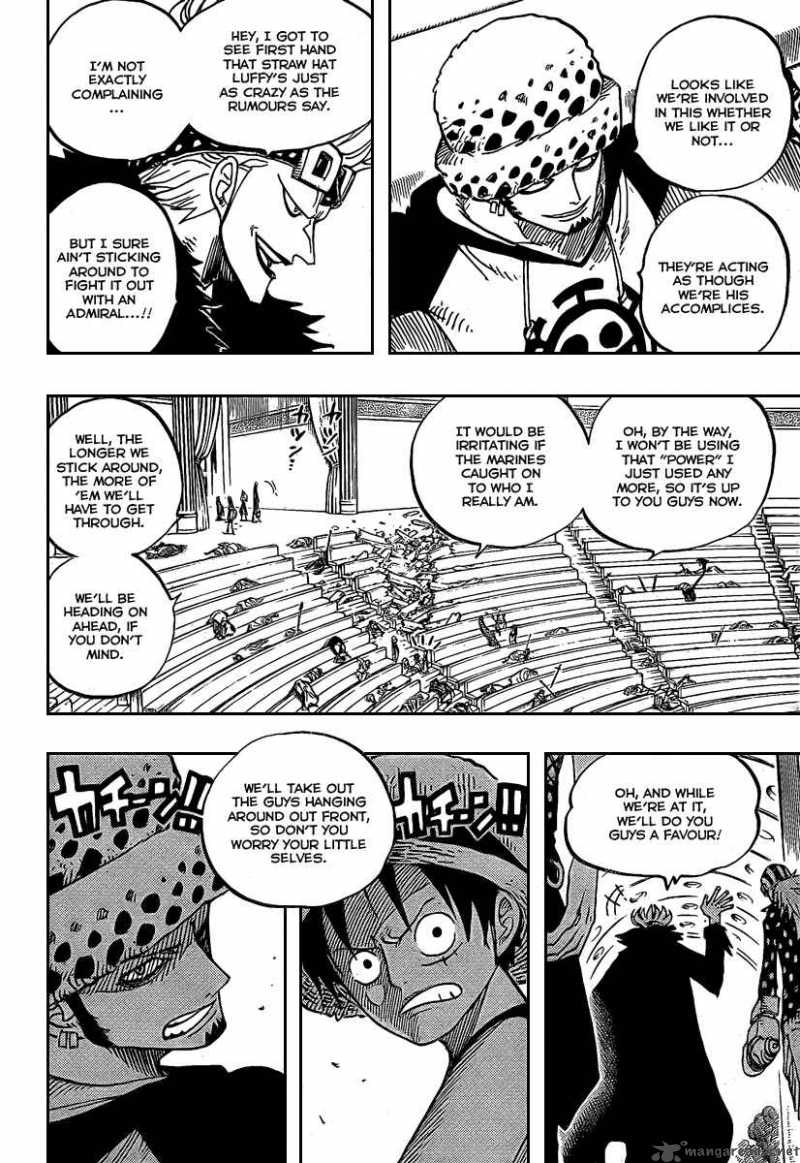 One Piece Chapter 504 page 14 - Chapter 504: Pirate Front Line on the Move!!