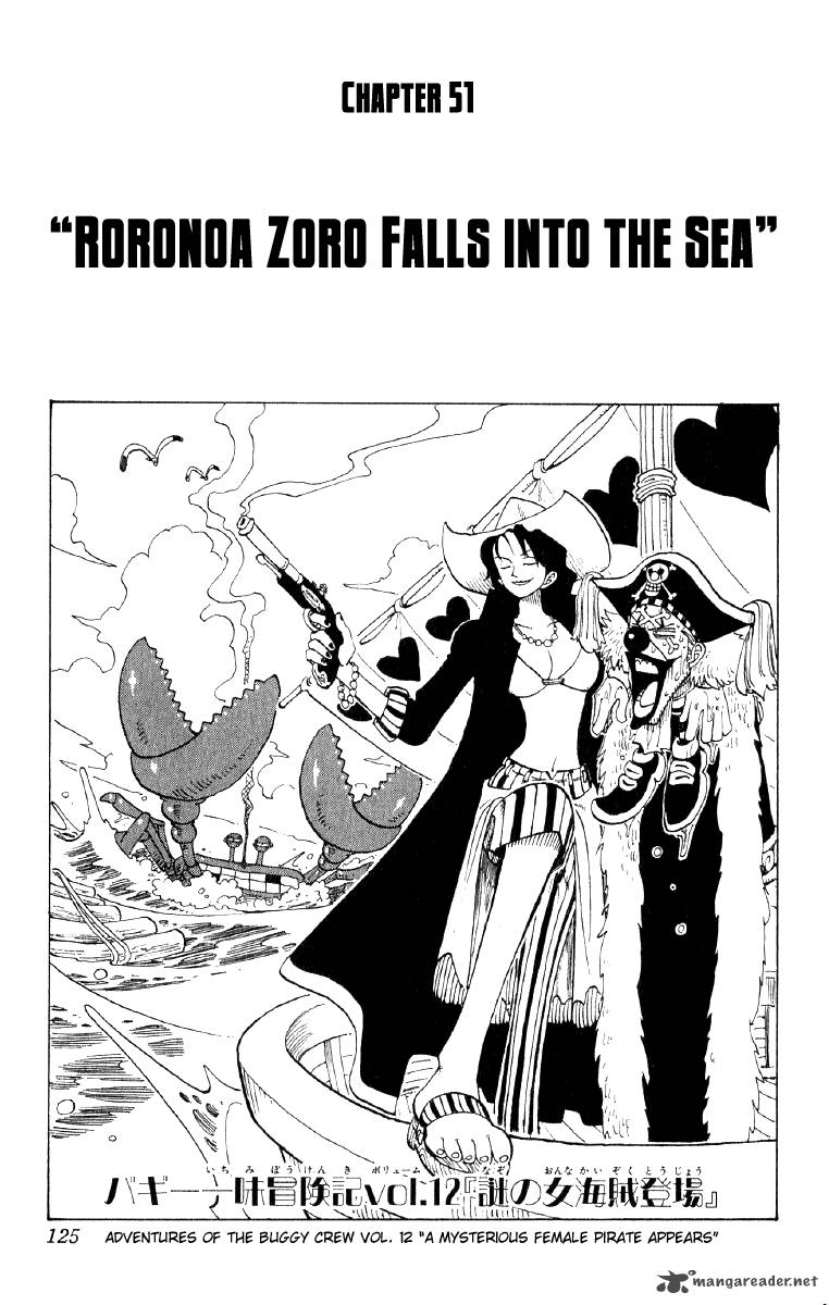 One Piece Chapter 51 page 1 - Chapter 51: Roronoa Zoro Falls Into the Sea