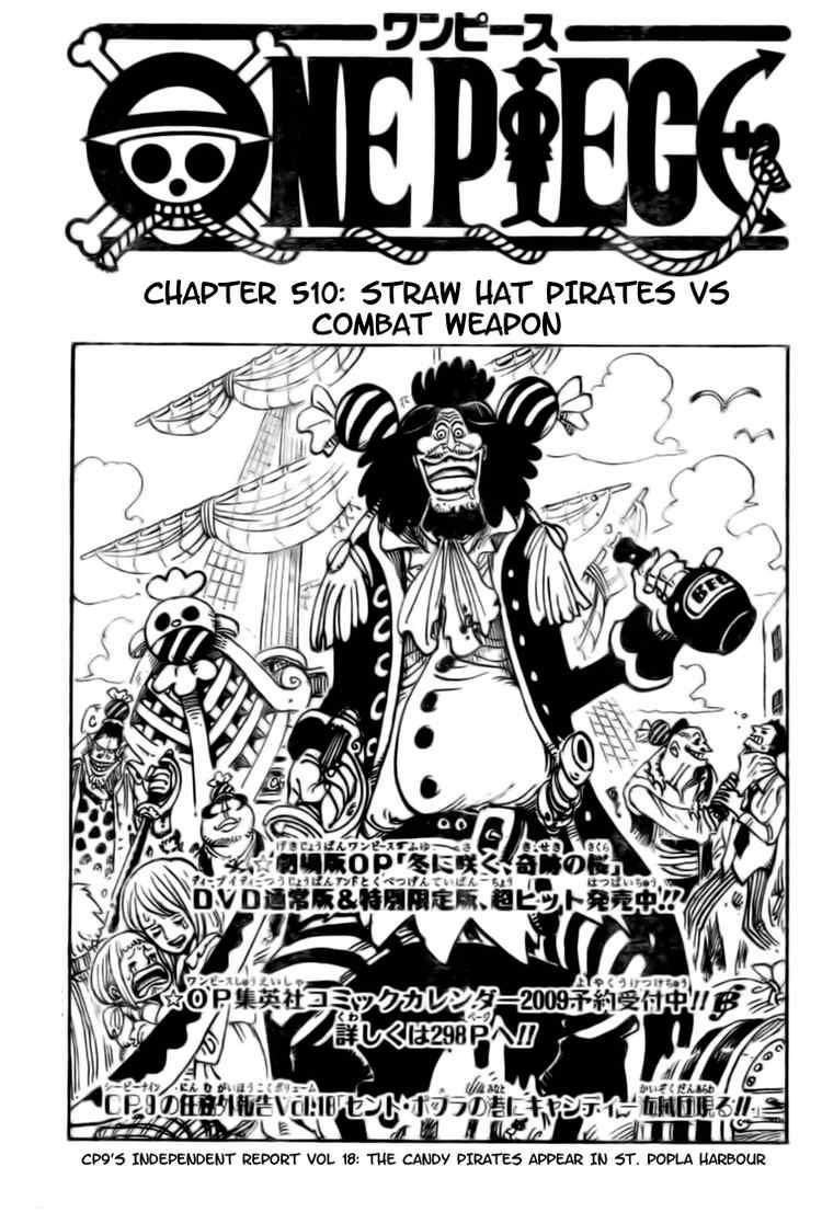 One Piece Chapter 510 page 1 - Chapter 510: Straw Hat Crew vs. Combat Weapon