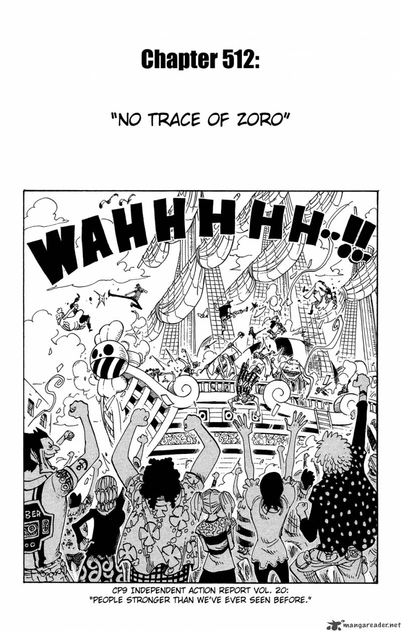 One Piece Chapter 512 page 1 - Chapter 512: Zoro, Gone