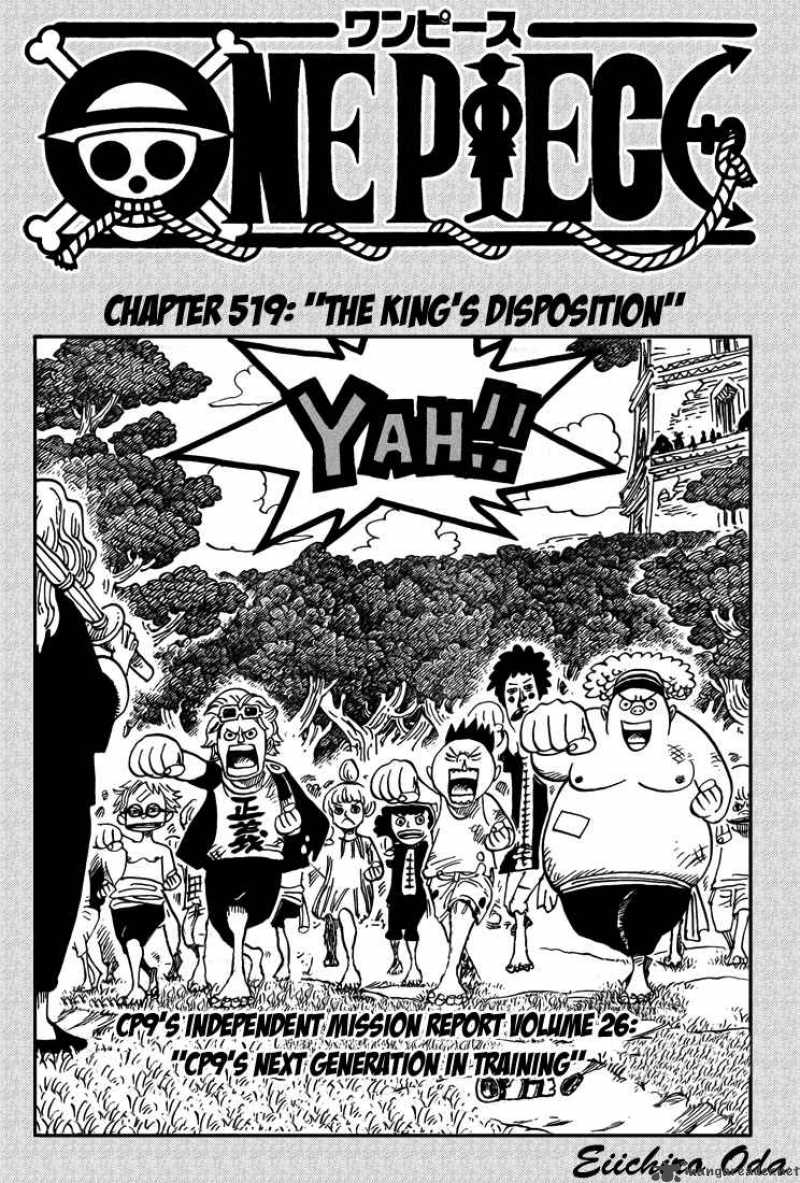 One Piece Chapter 519 page 1 - Chapter 519: A King's Disposition