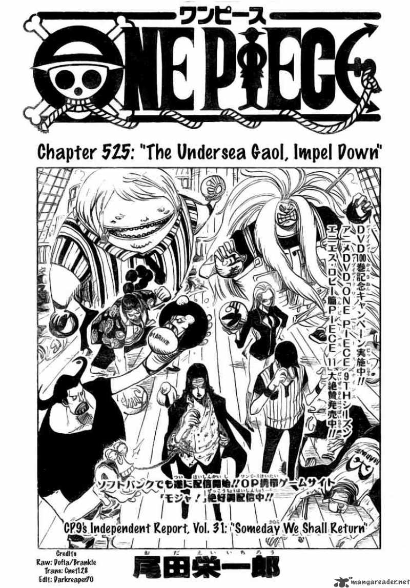 One Piece Chapter 525 page 1 - Chapter 525: The Underwater Prison Impel Down