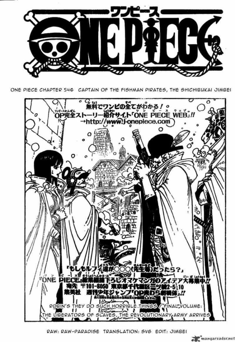 One Piece Chapter 546 page 1 - Chapter 546: Fish-Man Pirate Captain Jinbe, Warlord of the Sea