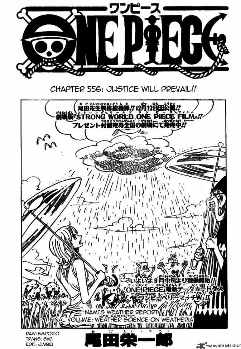 One Piece Chapter 556 page 1 - Chapter 556: Justice Will Prevail!!