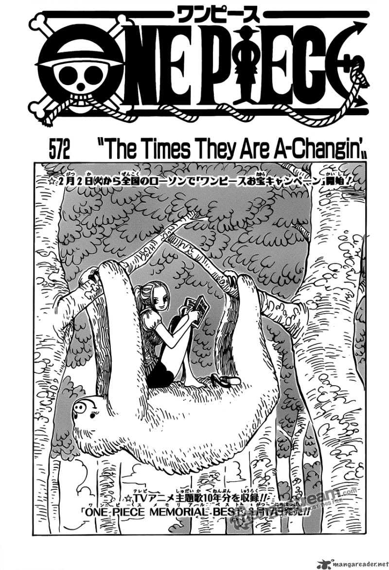One Piece Chapter 572 page 1 - Chapter 572: The Times They Are A-Changin'