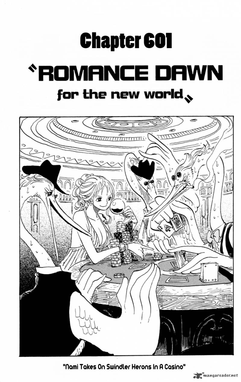 One Piece Chapter 601 page 1 - Chapter 601: Romance Dawn For the New World:
The Dawn of an Adventure
into a New World