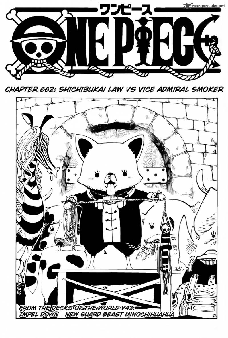 One Piece Chapter 662 page 1 - Chapter 662: Warlord Law Vs. Vice Admiral Smoker