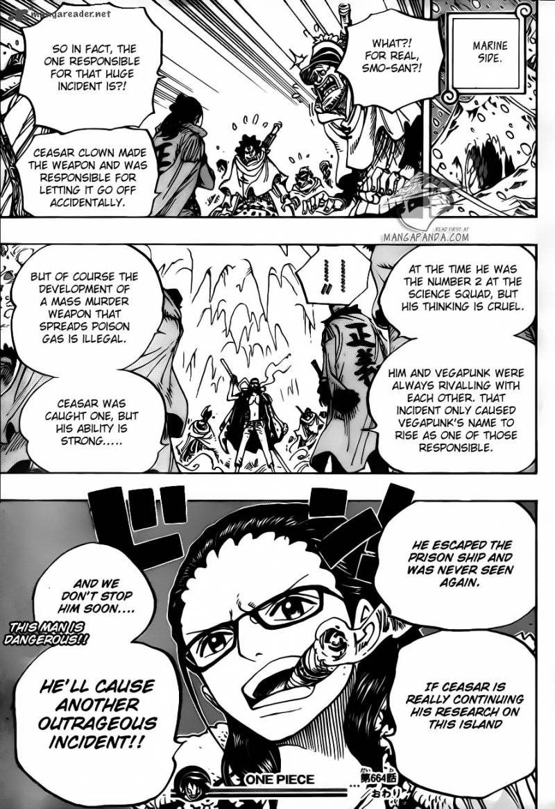 One Piece Chapter 664 page 18 - Chapter 664: Master Caesar Clown