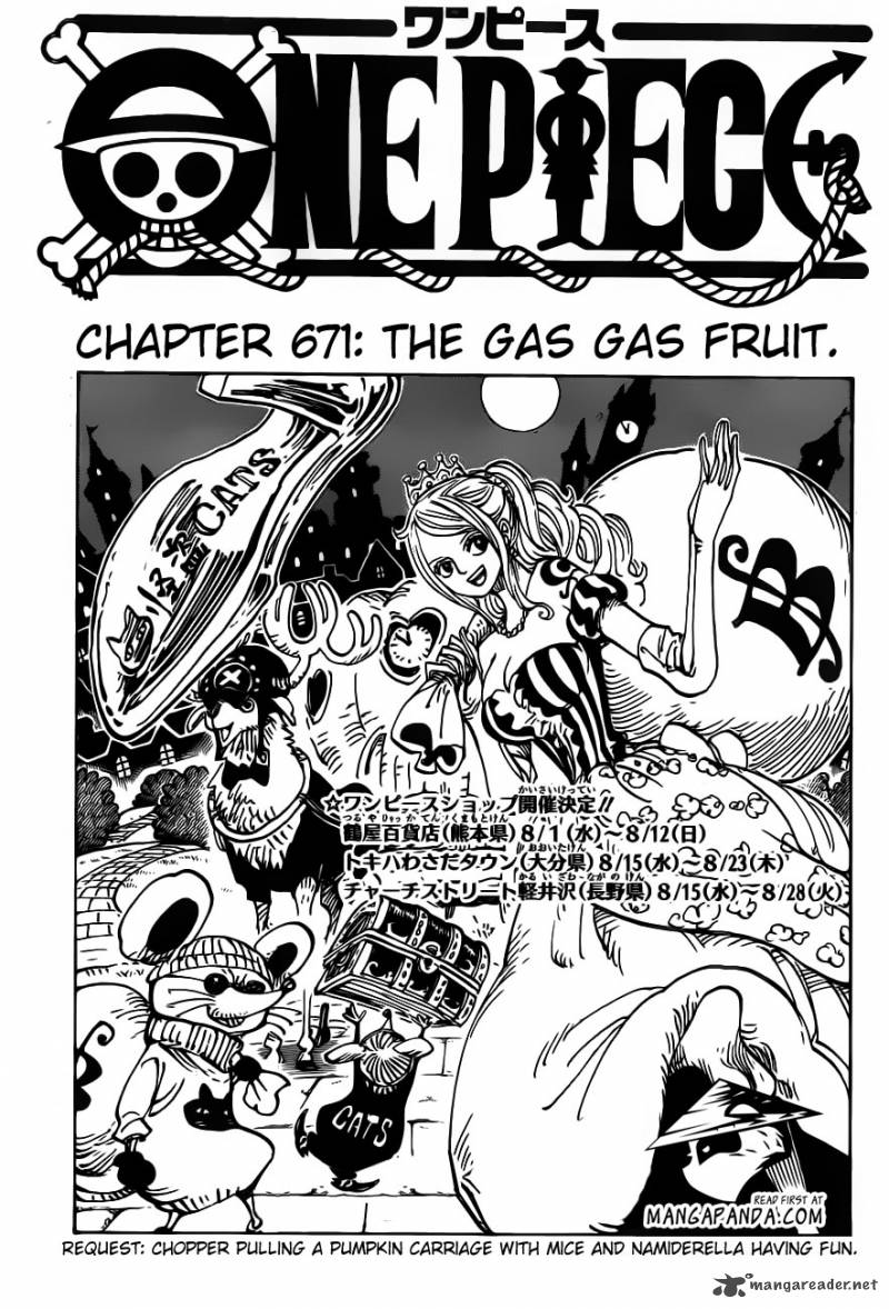 One Piece Chapter 671 page 1 - Chapter 671: Gasu Gasu no Mi