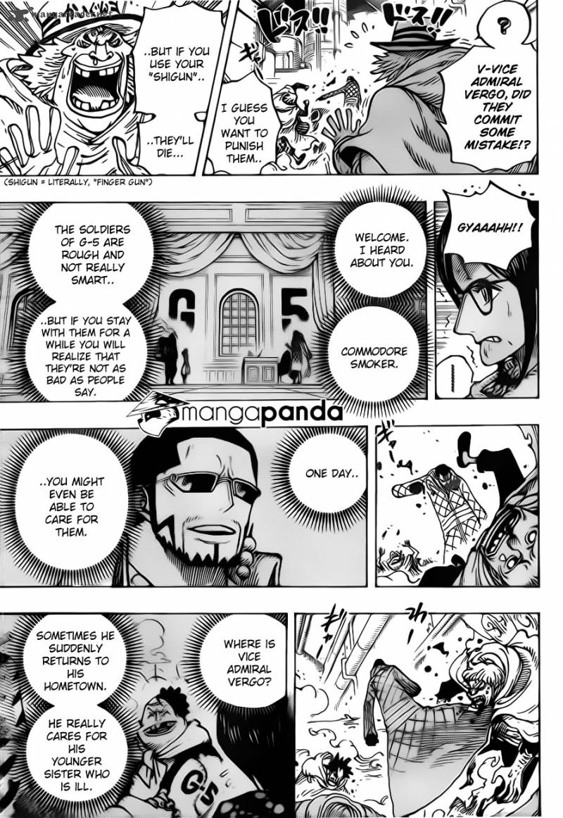 One Piece Chapter 680 page 13 - Chapter 680: Marine G-5 Base Commander Vergo the Demon Bamboo