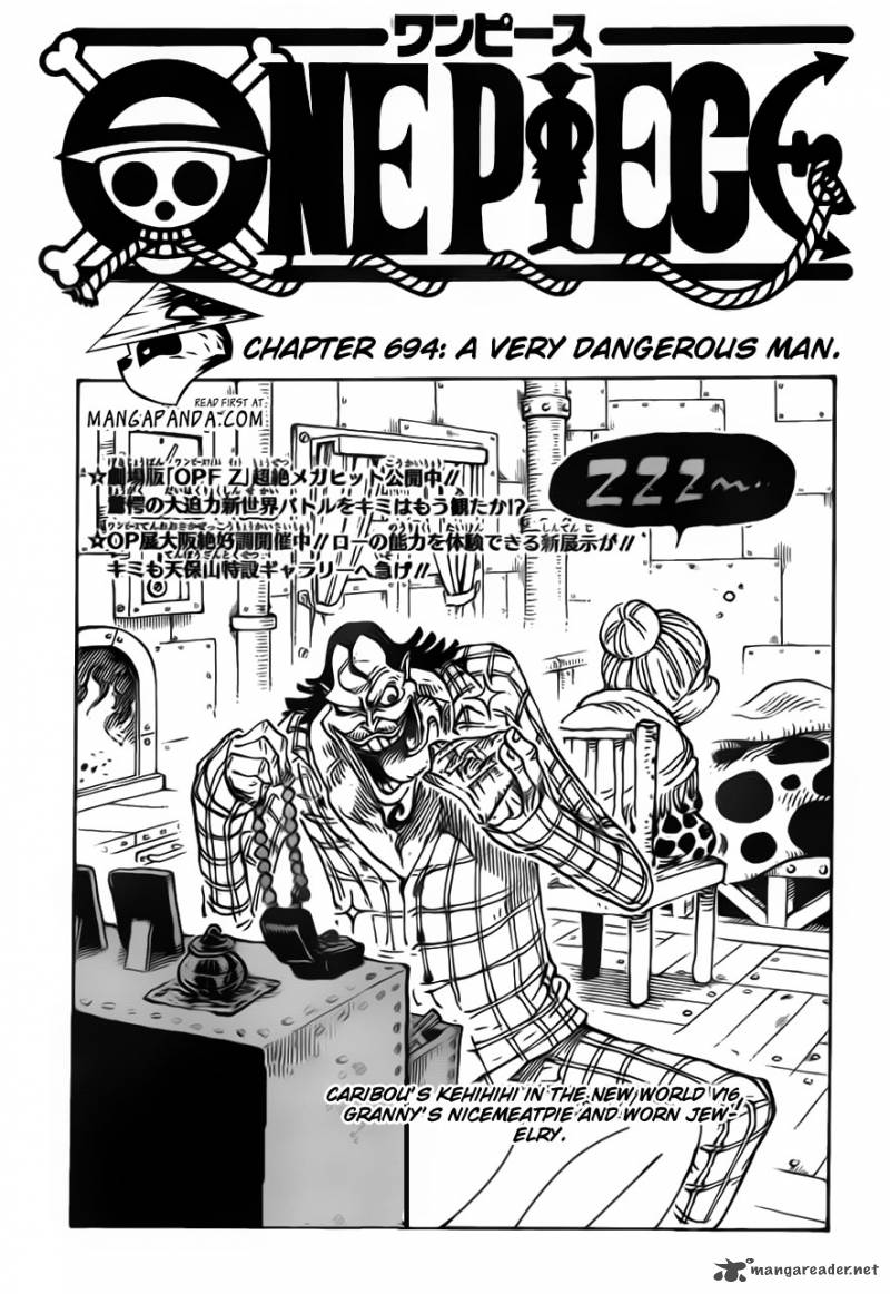 One Piece Chapter 694 page 2 - Chapter 694: The Most Dangerous Man