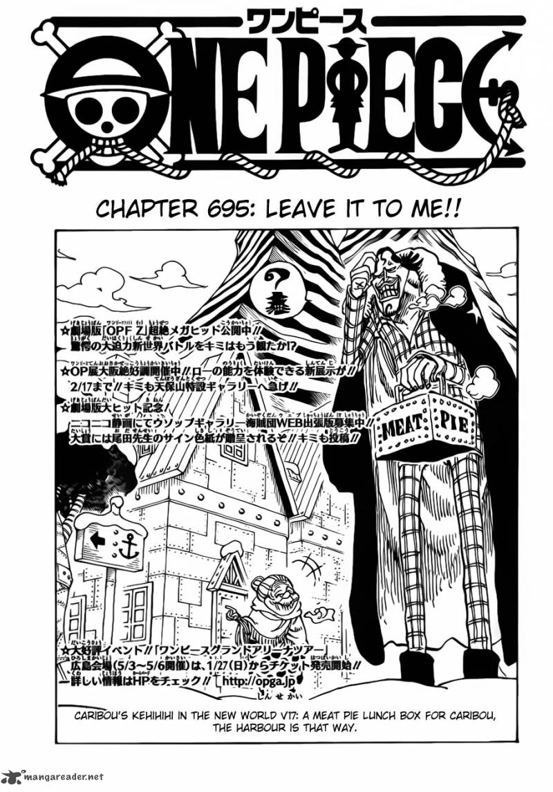 One Piece Chapter 695 page 2 - Chapter 695: Leave It to Us!!!