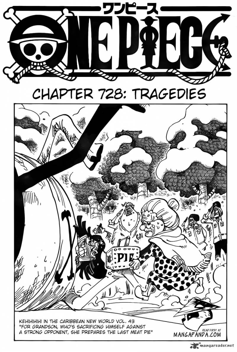 One Piece manga, chapter 728, page 2 of 21