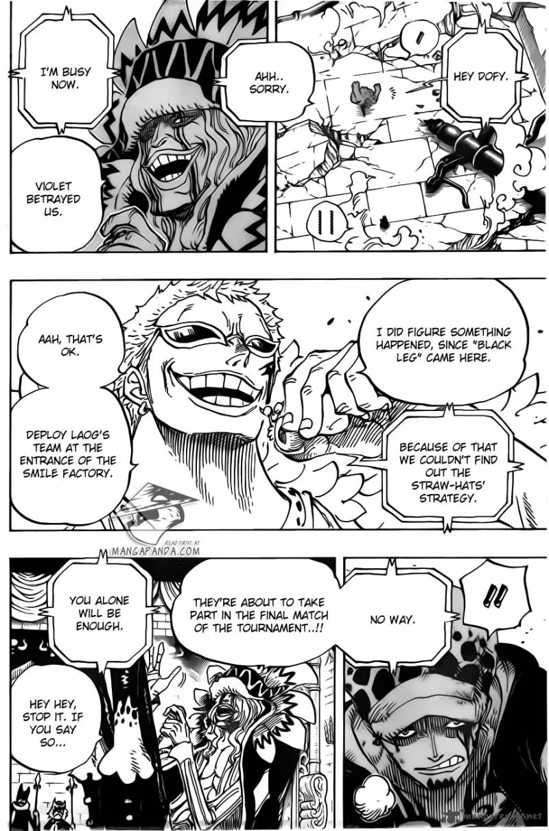 One Piece Chapter 729 page 6 - Chapter 729: Warlord Doflamingo vs. Warlord Law