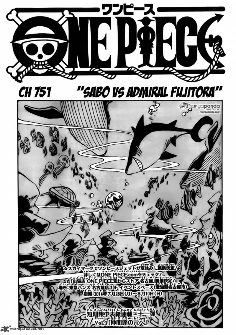 One Piece Chapter 751 page 1 - Chapter 751: Sabo vs. Admiral Fujitora