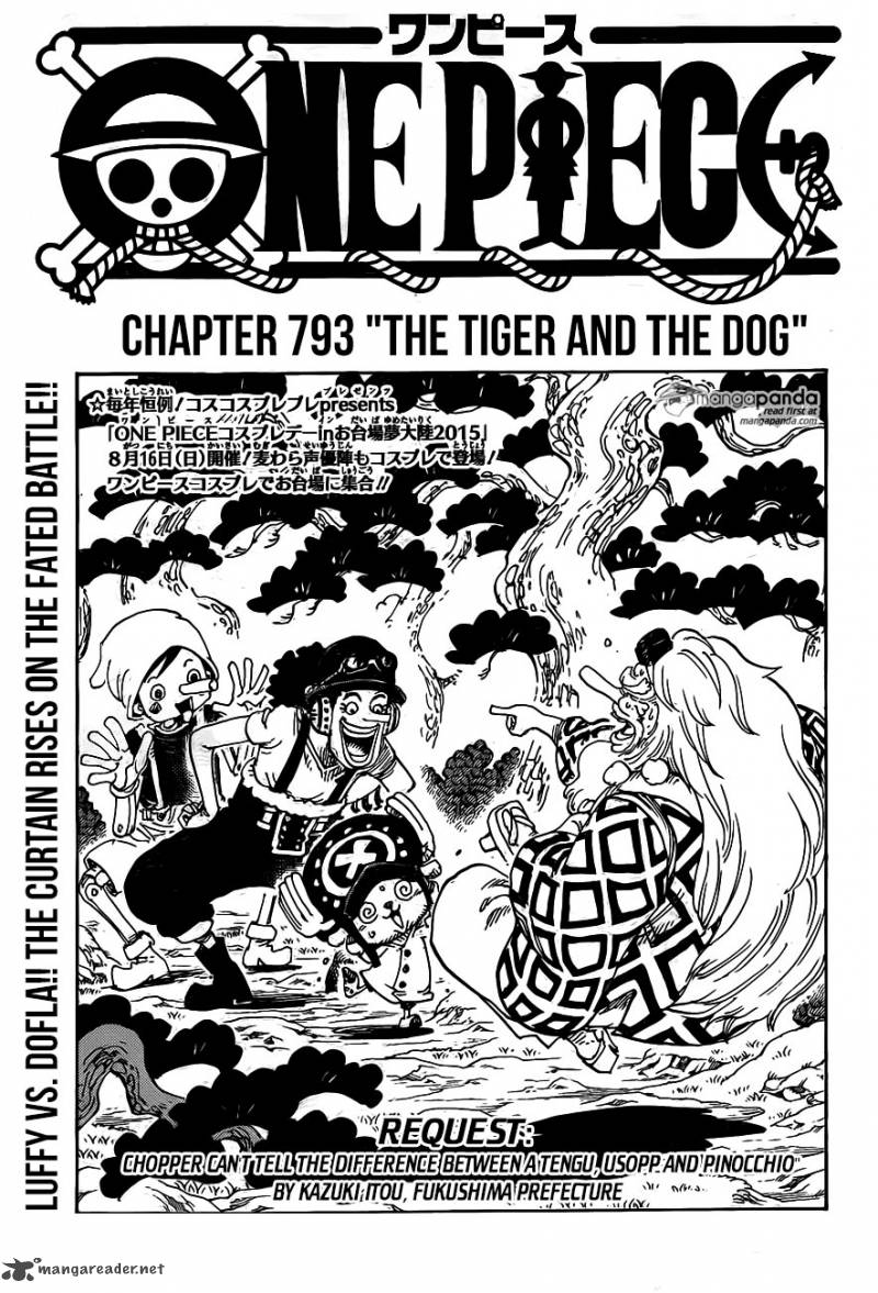 One Piece Chapter 793 page 1 - Chapter 793: Tiger and Dog