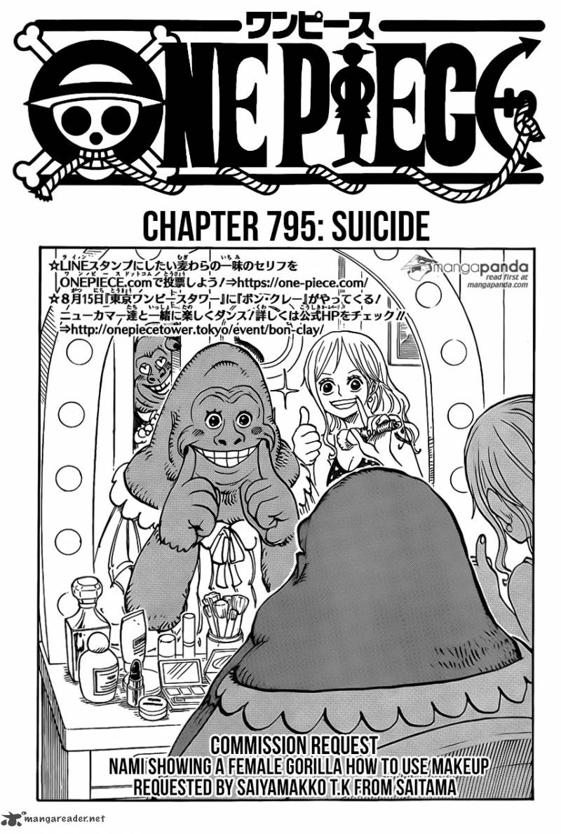 One Piece Chapter 795 page 1 - Chapter 795: Suicide
