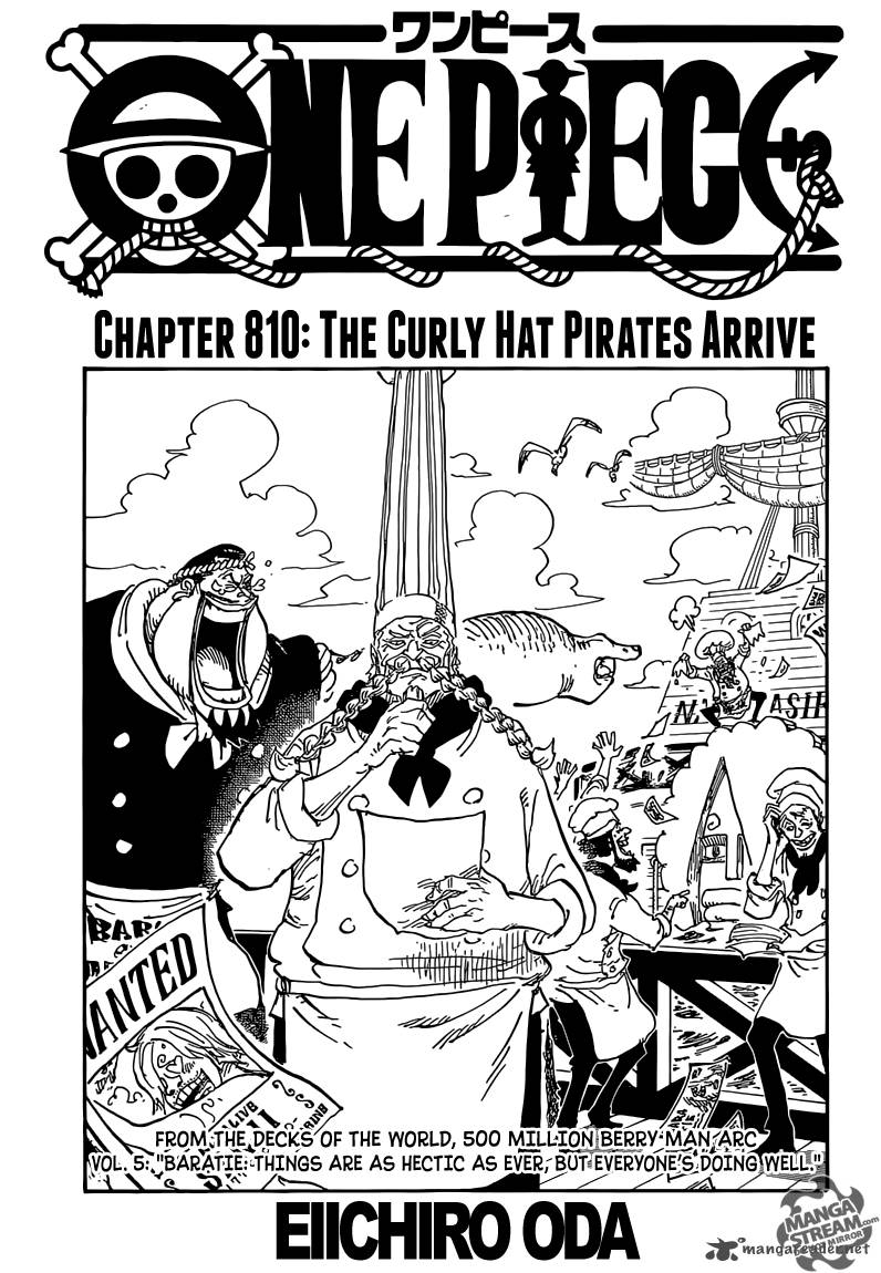 One Piece Chapter 810 page 1 - Chapter 810: The Curly Hat Pirates Arrive
