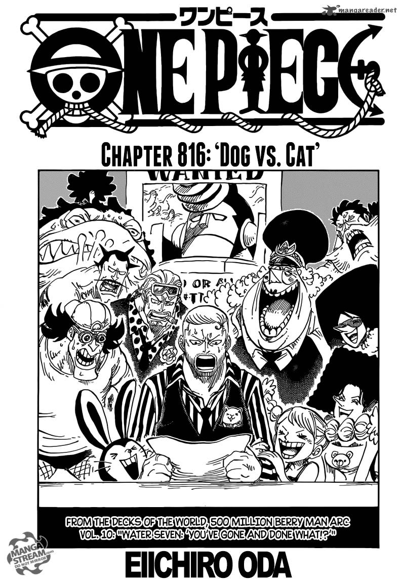 One Piece Chapter 816 page 1 - Chapter 816: Dog vs. Cat