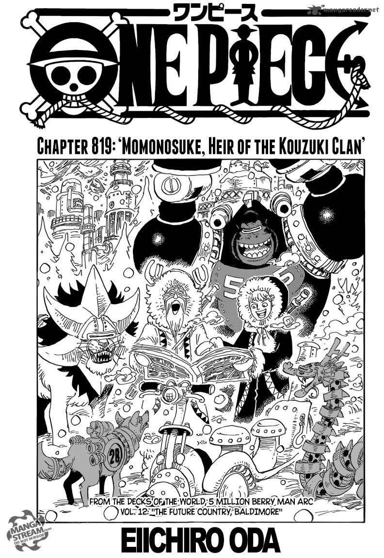 One Piece Chapter 819 page 1 - Chapter 819: Momonosuke, Heir to the Kouzuki Family