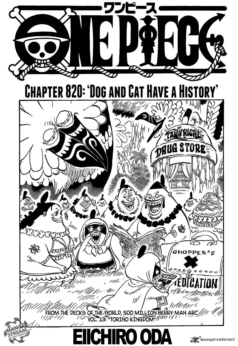 One Piece Chapter 820 page 1 - Chapter 820: Dog and Cat Have a History