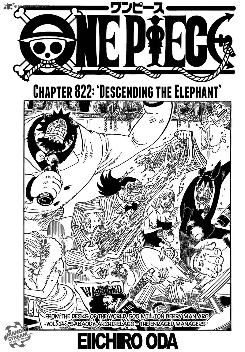 One Piece manga, chapter 822, page 2 of 21