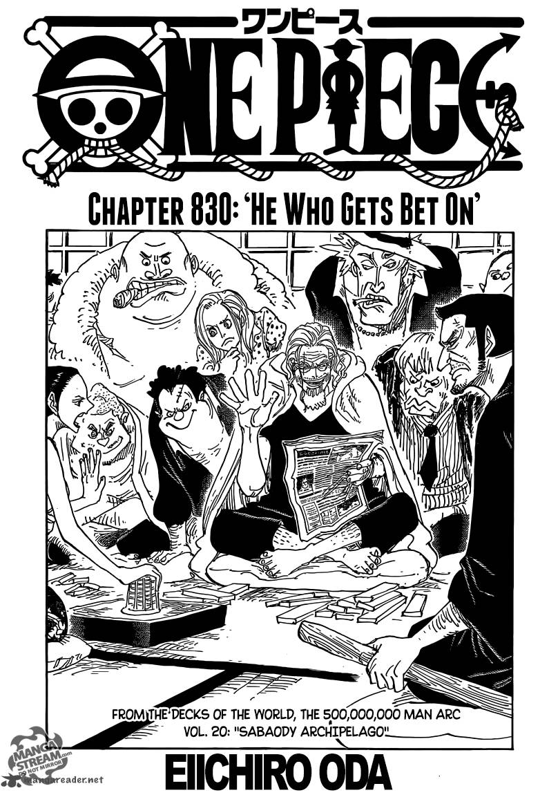 One Piece Chapter 830 page 1 - Chapter 830: A Man You Can Bet On