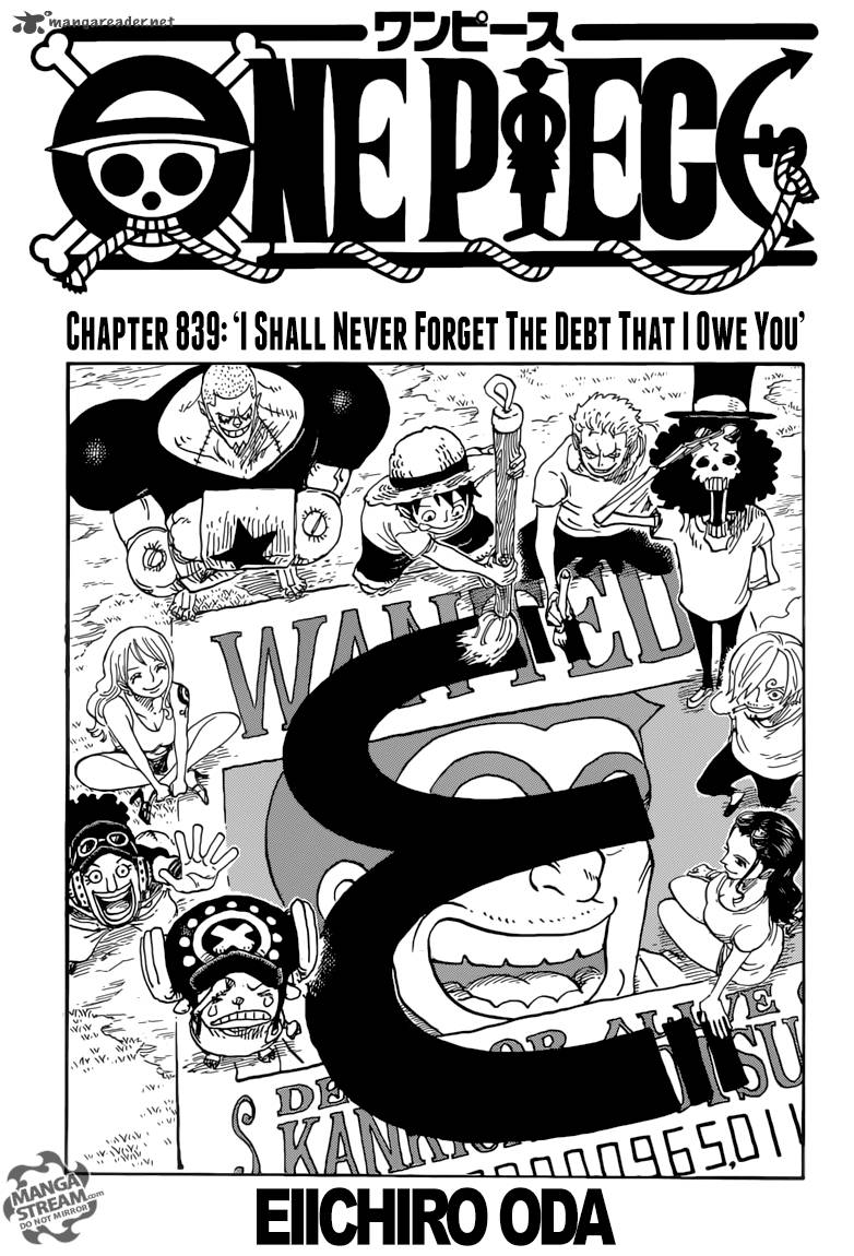 One Piece manga, chapter 839, page 2 of 19