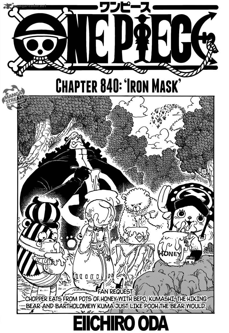 One Piece Chapter 840 page 1 - Chapter 840: The Iron Mask