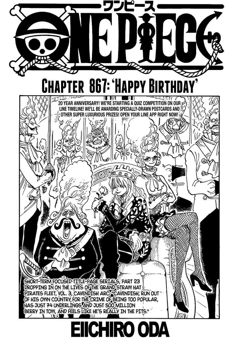 One Piece Chapter 867 page 1 - Chapter 867: Happy Birthday