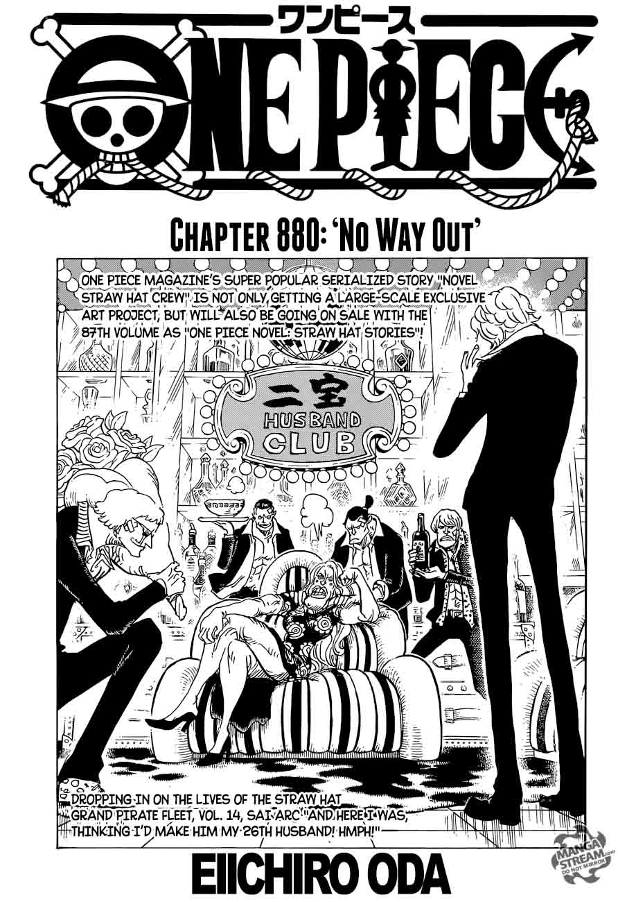 One Piece Chapter 880 page 1 - Chapter 880: Zero Escape