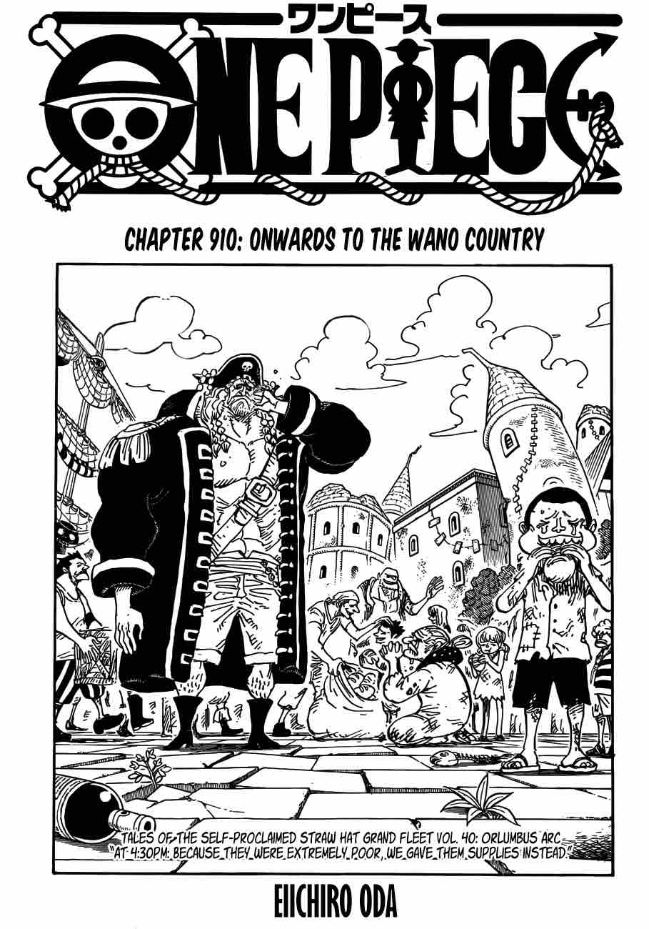 One Piece Chapter 910 page 1 - Chapter 910: Onward to Wano Country