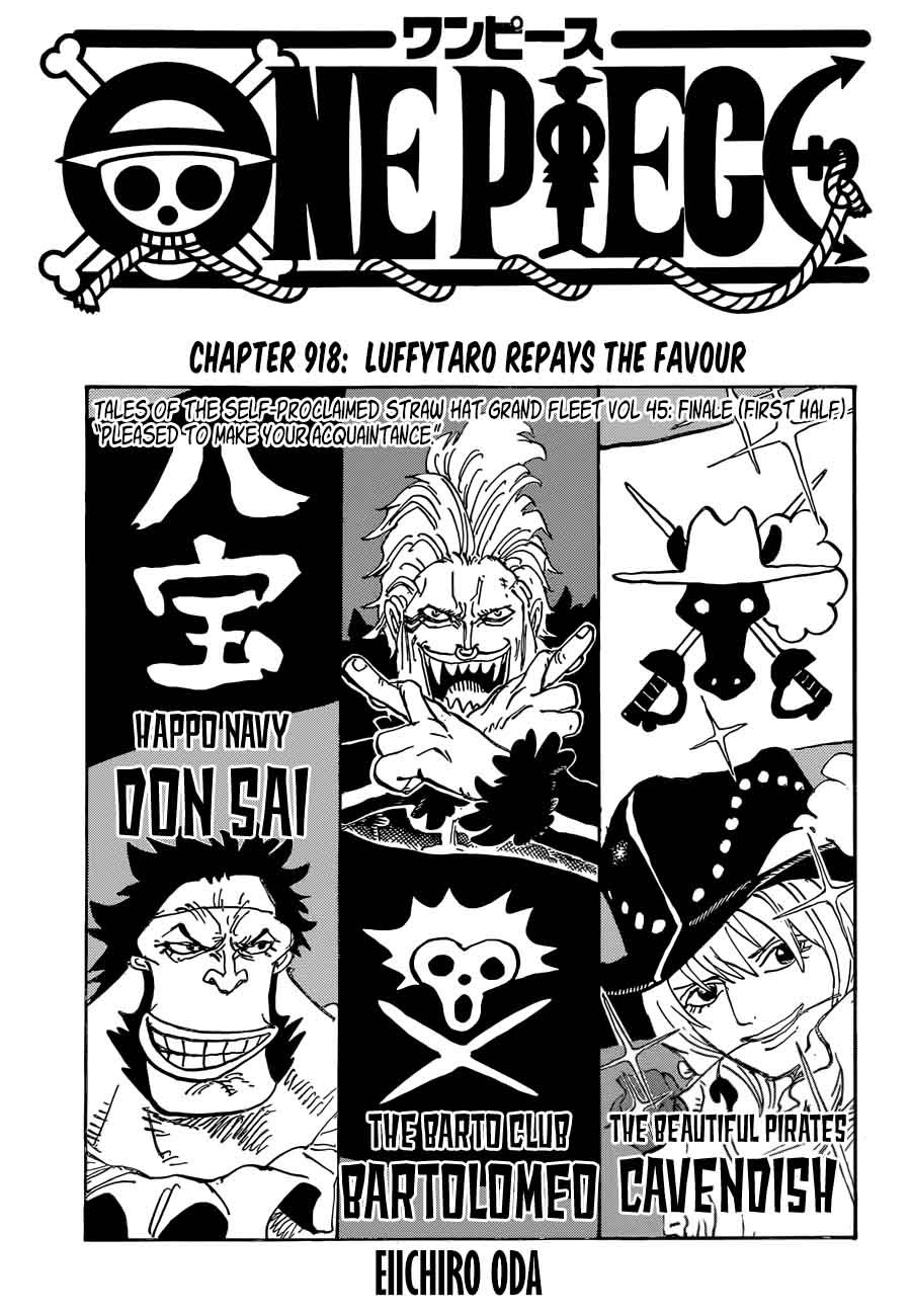 One Piece Chapter 918 page 1 - Chapter 918: Luffy-tarou Returns the Favor