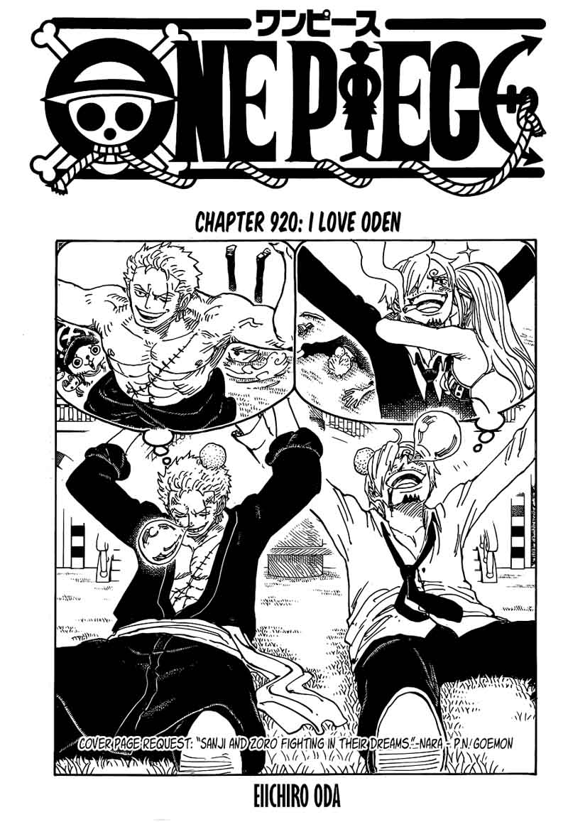 One Piece Chapter 920 page 1 - Chapter 920: I Love Oden