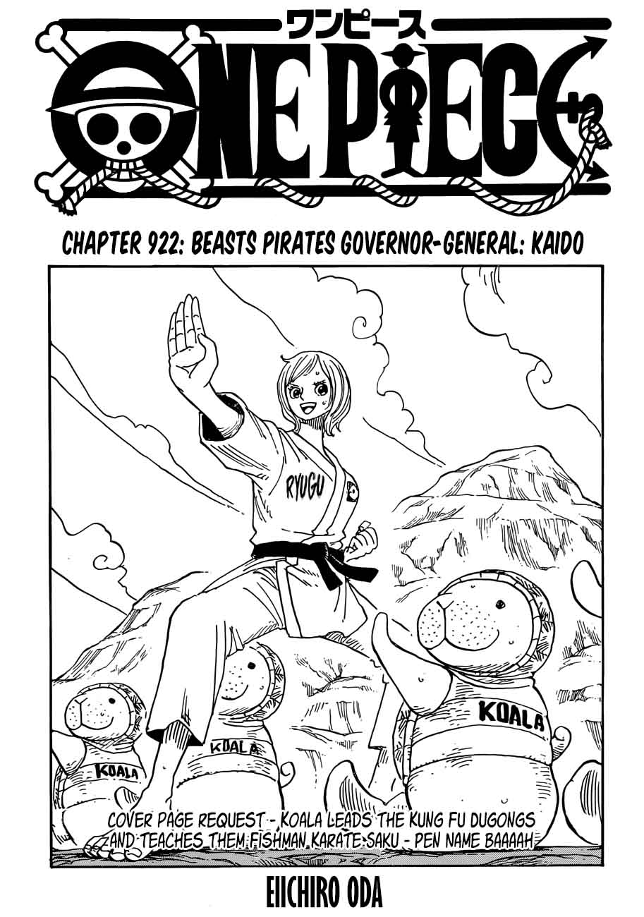 One Piece Chapter 922 page 1 - Chapter 922: Governor-General Kaidou of the Beasts Pirates