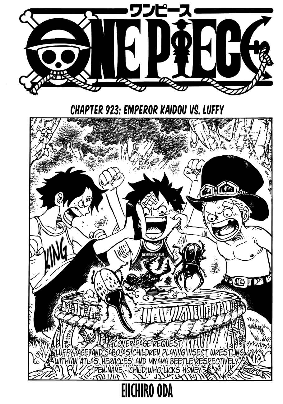 One Piece Chapter 923 page 1 - Chapter 923: Emperor of the Sea Kaidou vs. Luffy