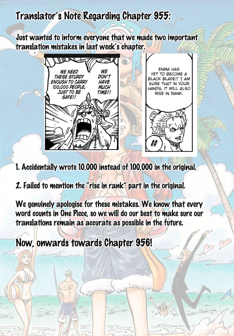 One Piece Chapter 956 page 1 - Chapter 956: Big News