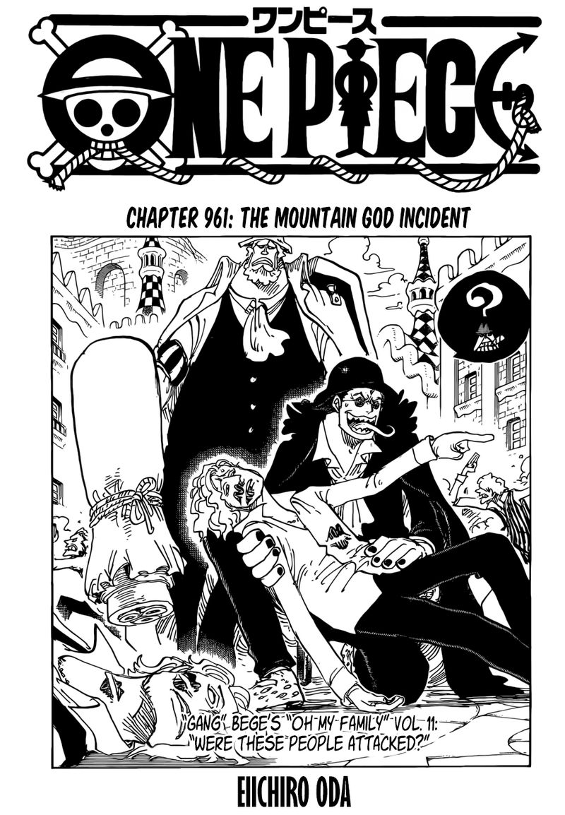 One Piece Chapter 961 page 1 - Chapter 961: The Mountain God Incident