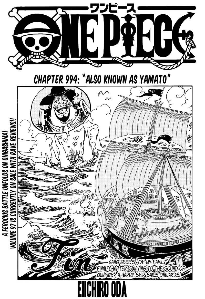 One Piece Chapter 994 page 1 - Chapter 994: My Other Name is Yamato