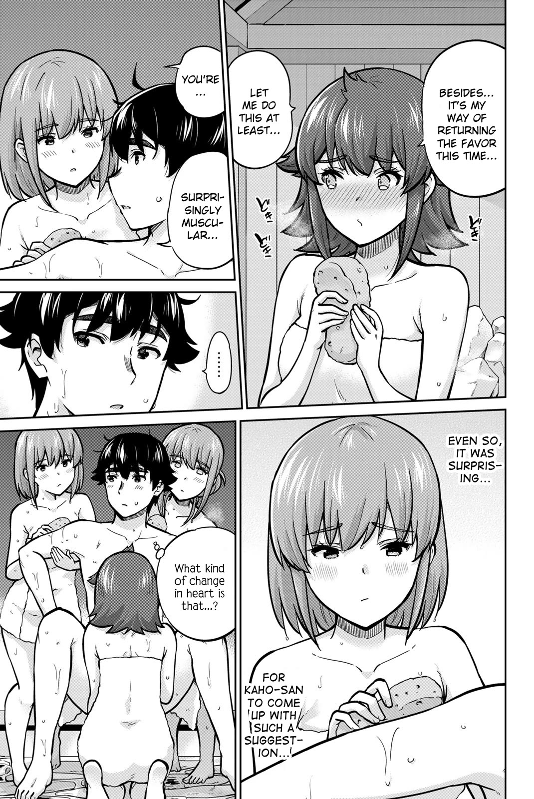 Onegai, Nugashite. Chapter 99 page 13 - Chapter 99: One Guy, Three Girls, One Hot Spring Day Trip