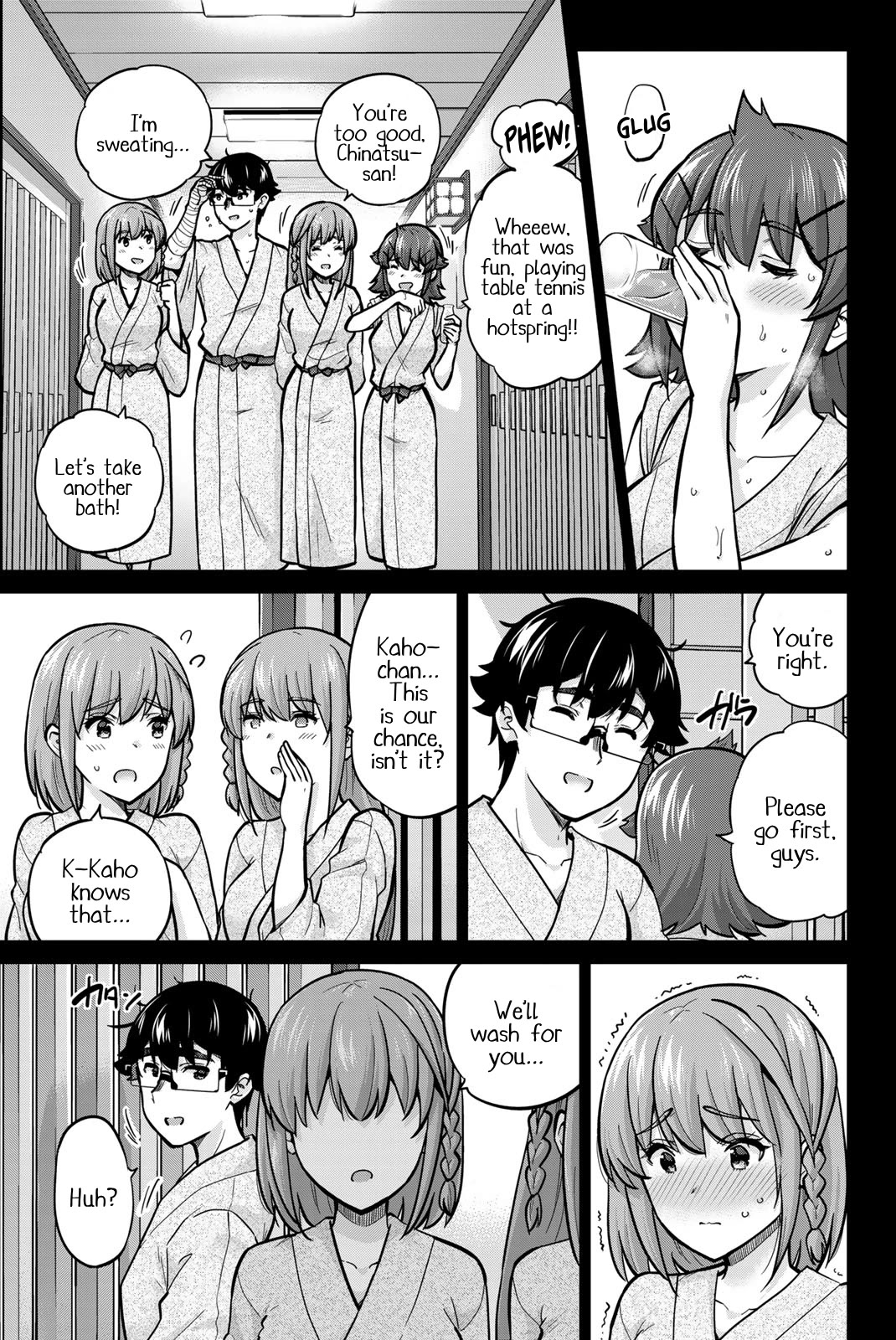 Onegai, Nugashite. Chapter 99 page 9 - Chapter 99: One Guy, Three Girls, One Hot Spring Day Trip