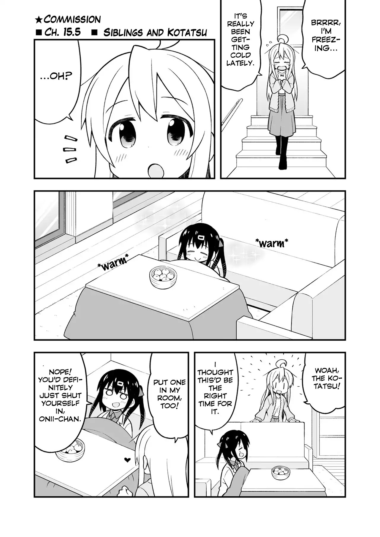 Onii-chan is done for Chapter 15.5 page 1 - Chapter 15.5: Siblings and Kotatsu