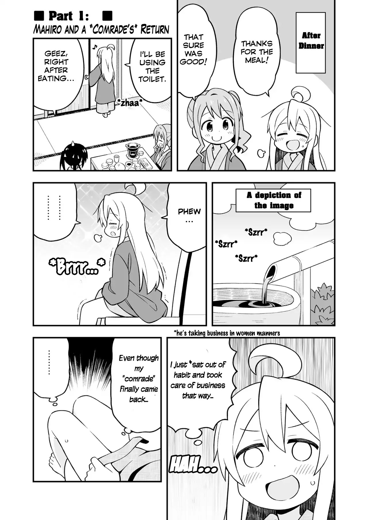 Onii-chan is done for Chapter 18.5 page 1 - Chapter 18.5: Part 1: Mahiro and a "Comrade's" Return & Part 2: Mahiro and Perms