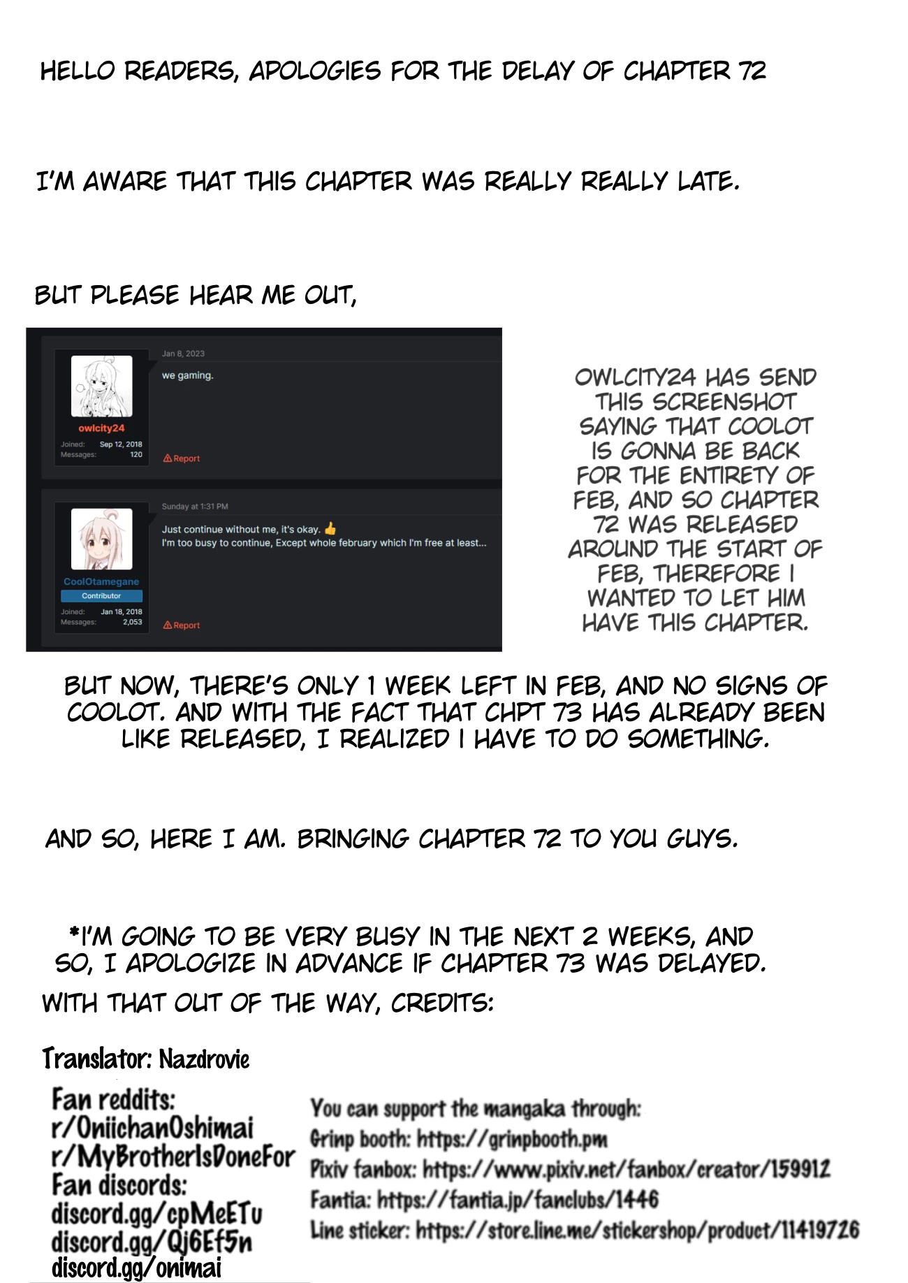Onii-chan is done for Chapter 72 page 13 - Chapter 72: Mahiro and an Admiration