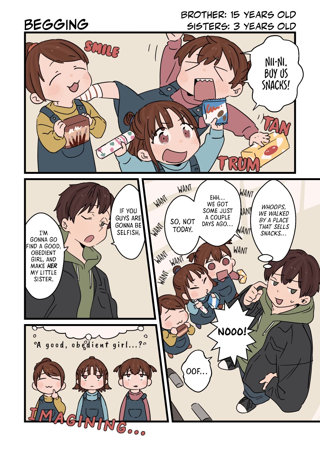 Onii-chan to Mitsugo no Imouto-tachi Chapter 12 page 1 - Chapter 12: Begging